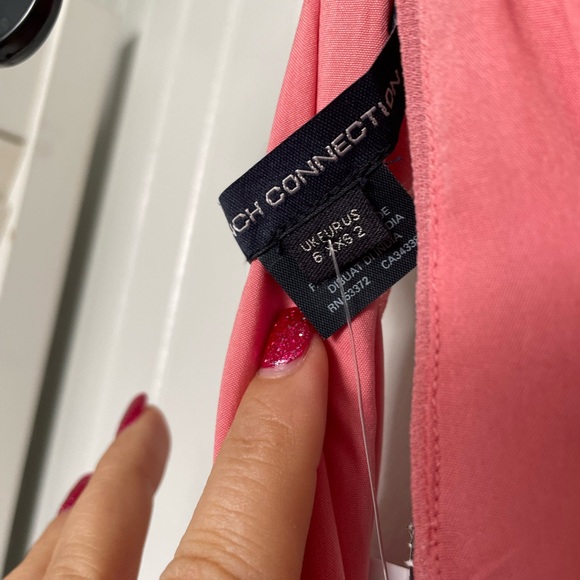 NWT French connection $198 plunge thigh slit halter gown pink sz 2 - Picture 7 of 8